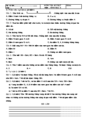 Kiểm tra 45 phút môn Hình học 6 - Chương 1